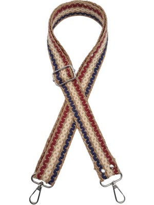 Angel Çanta Aksesuar 120X4 cm Jüt Kolon Çanta Sapı Zincir Desen Lacivert Bordo Krem Renk Gümüş Metalli