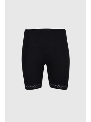 Ceylanoğlu 4'lü Bayan Ribana Dantelli TAYT-231 Siyah