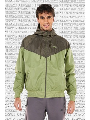 Nike Sportswear Windrunner Jacket Blue Green Kapüşonlu Erkek Ceketi Yeşil Haki