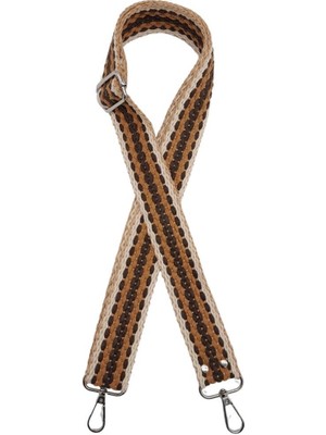 Angel Çanta Aksesuar 120X4 cm Jüt Kolon Çanta Sapı Zincir Desen Kahve Tonları Gümüş Metalli