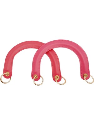 Angel Çanta Aksesuar Yaylı Halkalı Kapsüllü Suni Deri Fuşya Renk Tutma Sapı Light Gold Metalli