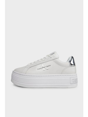 Calvin Klein Logolu  Deri Platform Topuk Sneaker Ayakkabı YW0YW0145701V Kadın Ayakkabı YW0YW01457 01V