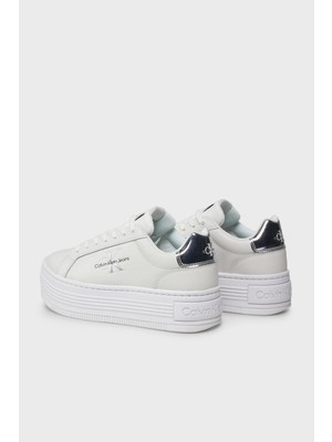 Calvin Klein Logolu  Deri Platform Topuk Sneaker Ayakkabı YW0YW0145701V Kadın Ayakkabı YW0YW01457 01V