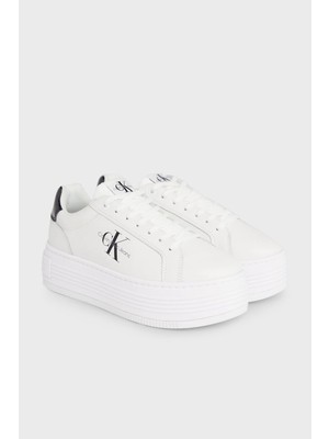 Calvin Klein Logolu Platform Topuk Deri Sneaker Ayakkabı YW0YW0143101W Kadın Ayakkabı YW0YW01431 01W