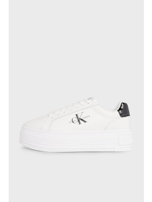 Calvin Klein Logolu Platform Topuk Deri Sneaker Ayakkabı YW0YW0143101W Kadın Ayakkabı YW0YW01431 01W