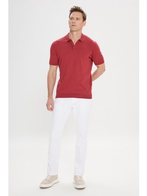 AC&Co / Altınyıldız Classics Erkek Bordo Standart Fit Normal Kesim %100 Pamuk Jakarlı Polo Yaka Triko Tişört