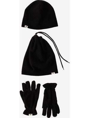 Altınyıldız Classics Erkek Siyah Polar Bere Boyunluk Eldiven Set