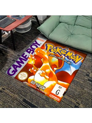 Get Carpet Yıkanabilir Kaymaz Taban Nostaljik Pokemon Desenli Çocuk Genç Odası Oyuncu Halısı