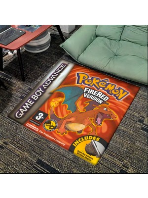 Get Carpet Yıkanabilir Kaymaz Taban Nostaljik Pokemon Desenli Çocuk Genç Odası Oyuncu Halısı