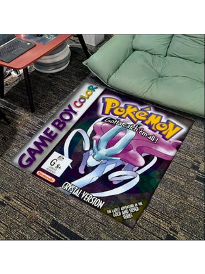 Get Carpet Yıkanabilir Kaymaz Taban Nostaljik Pokemon Desenli Çocuk Genç Odası Oyuncu Halısı