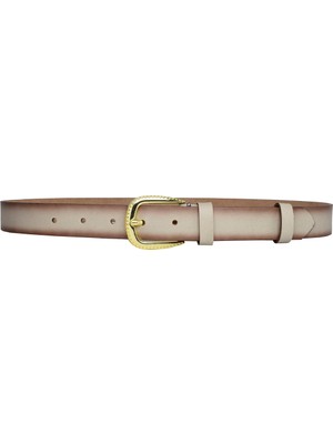 Goderi Deri, Gold Tokalı 3 cm Vizon Kadın Kemeri; Elbise, Pantolon Kemeri=3cm-Kdn-31