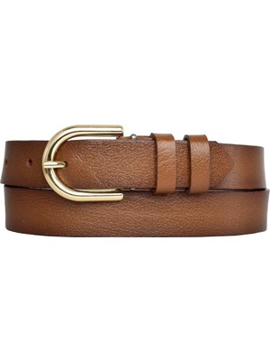 Goderi Deri, Gold Tokalı 3 cm Kahverengi Kadın Kemeri; Elbise, Pantolon Kemeri=3cm-Kdn-22