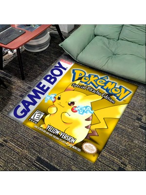 Get Carpet Yıkanabilir Kaymaz Taban Nostaljik Pokemon Desenli Çocuk Genç Odası Oyuncu Halısı