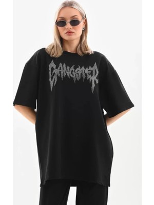 Drgy Unisex Taşlı T-Shirt ve Eşofman Takımı - Siyah