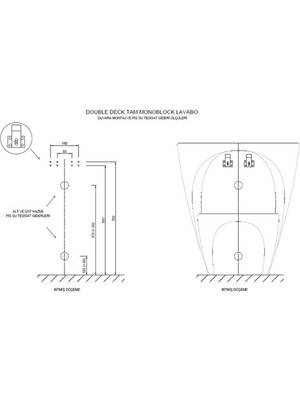 Güral Vit Double Deck Çift Hazneli Yarım Monoblok Lavabo Siyah