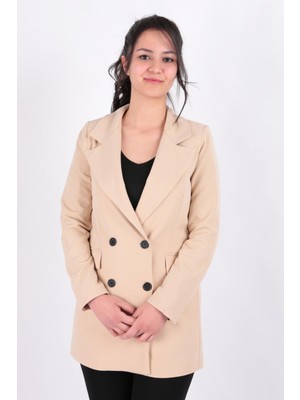 Aynaz 14497 Kadın Astarlı Kemerli Blazer Ceket Ss