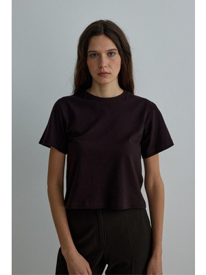 Suud Collection Acı Kahve Pamuklu Basic T-Shirt