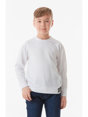 FullaModa Basic Bisiklet Yaka Erkek Çocuk Sweatshirt