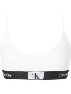 Calvin Klein Kadın Marka Logolu Elastik Bantlı Günlük Kullanıma Uygun Beyaz Spor Sütyeni 000QF7216E-100