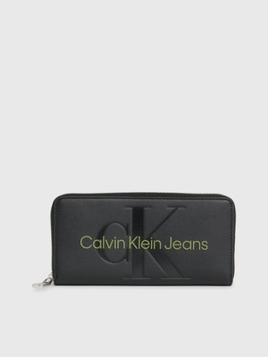 Calvin Klein Kadın Logolu Şık Birden Fazla Bölmeli Siyah Cüzdan K60K607634-0GX