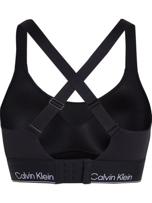 Calvin Klein Kadın Marka Logolu  Ayarlanabilir Askılıı Ayarlanabilir Sırt Kısımlı Nemi Emen Kuru Kumaşlı Çift Örgülü Siyah Spor Sütyeni 00GWS4K193-BAE