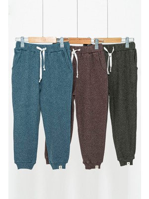 For You Kids 3'Lü Mavi Kahve Yeşil Cepli Jogger Set