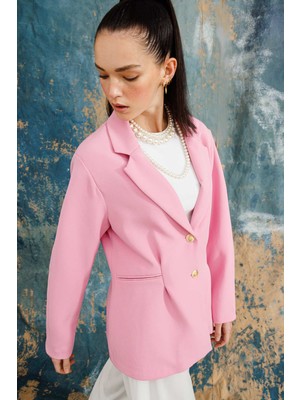 Hooop Store Gold Düğmeli Blazer Ceket - Pembe