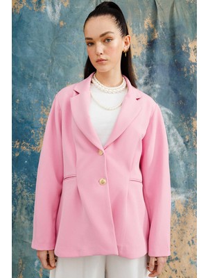 Hooop Store Gold Düğmeli Blazer Ceket - Pembe