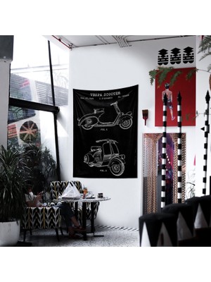 The Lucid Lab Vespa Chalkboard Duvar Örtüsü - 100 cm x 135 cm