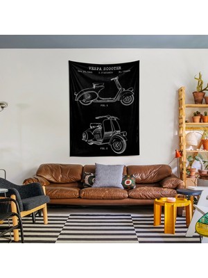 The Lucid Lab Vespa Chalkboard Duvar Örtüsü - 100 cm x 135 cm