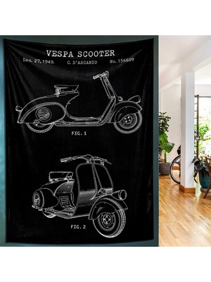 The Lucid Lab Vespa Chalkboard Duvar Örtüsü - 100 cm x 135 cm