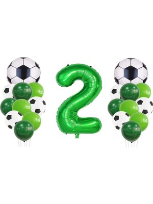 Best Parti 2 Yaş Futbol Temalı Yeşil Rakamlı Balon Seti