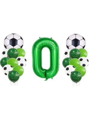 Bal10 Dünyası 0 Yaş Futbol Temalı Yeşil Rakamlı Balon Seti