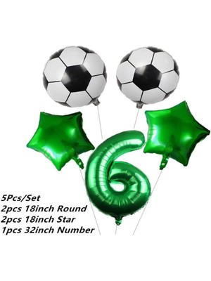 Bal10 Dünyası Yeşil Rakam Yeşil Yıldız Futbol Temalı Balon Seti Yaş 6