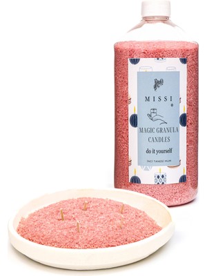 Missi Yaratıcı Inci Tozu Vanilya Sandal Kokulu Pembe Mum (30 Adet Fitil ile BIRLIKTE)-400 gr