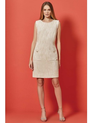 Guitar Kolsuz Bej Chanel Elbise