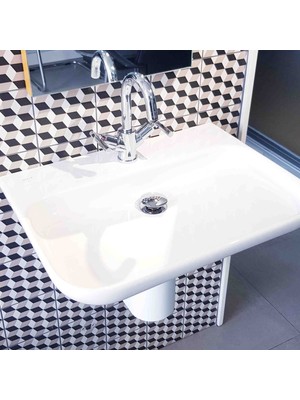 VitrA Mod Lavabo 80 cm - Tek Armatür Delikli - Duvara Asma ve Ayaklı Kullanıma Uygun