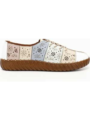 Gönderi(r) Kadın Bej Bağcıklı Hakiki Deri Comfort Ayakkabı