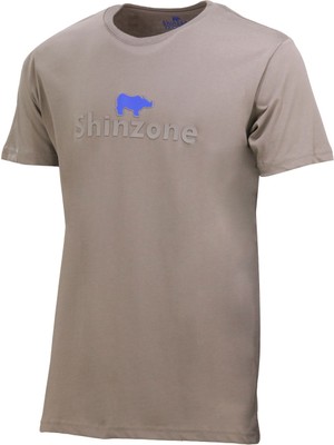 Shinzone Erkek Bisiklet Yaka Standart Fit Kabartma Göğüs Baskılı Vizon T-Shirt