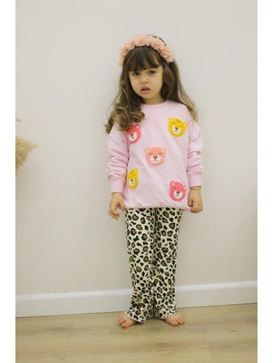 Miniko Kids Kız Çocuk Ayıcık Modelli Uzun Kol Pamuk Taytlı Takım