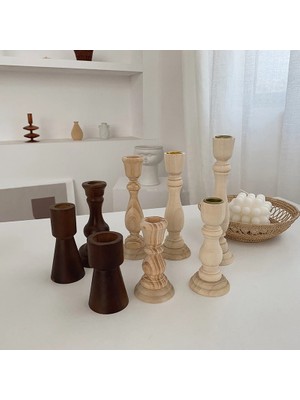 Zhuning Shop 1 No.1 Tarzı Ahşap Sütun Mumluk Vintage Sütun Yemek Masası Centerpiece Sehpa Mantel Veya Herhangi Bir Masa Üstü Için Stand (Yurt Dışından)