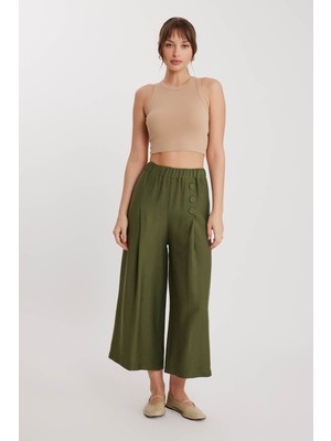 Vitrin Üç Düğmeli Geniş Paça Pileli Pantolon