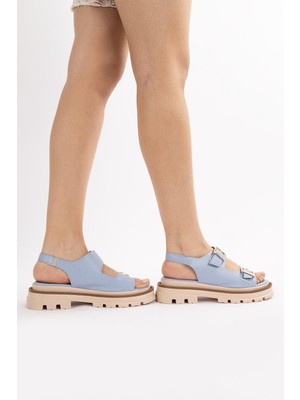 Getcho Carter Kadın Ayarlanabilir Kemerli Bebe Mavi Sandalet