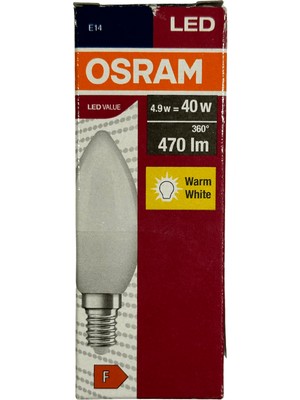 Osram 4,9W (40W) 2700K (Sarı Işık) E14 Duylu LED Ampul