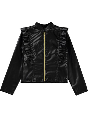 Civil Girls 10-13 Yaş Kız Çocuk Ceket Siyah Polyester Ruffles Detaylı Şık Tasarım
