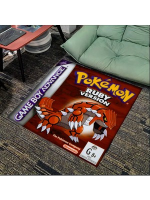 Get Carpet Yıkanabilir Kaymaz Taban Nostaljik Pokemon Desenli Çocuk Genç Odası Oyuncu Halısı