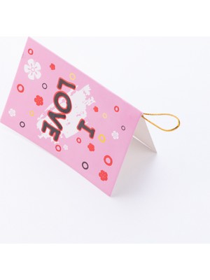 Bimotif Sevgililer Günü Temalı Tebrik Kartı, 10X7 Cm, Pembe I Love You