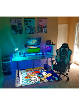 Get Carpet Yıkanabilir Kaymaz Taban Nostaljik Sonic Desenli Çocuk Genç Odası Oyuncu Halısı