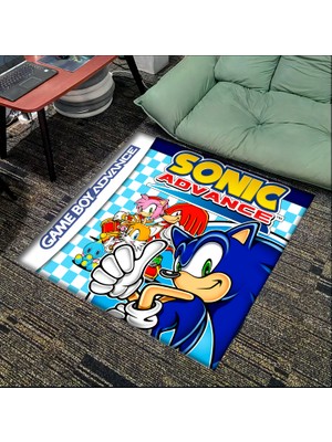 Get Carpet Yıkanabilir Kaymaz Taban Nostaljik Sonic Desenli Çocuk Genç Odası Oyuncu Halısı