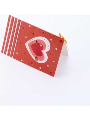 Bimotif Sevgililer Günü Temalı Tebrik Kartı, 10X7 Cm, Kırmızı Kalp ve Ok